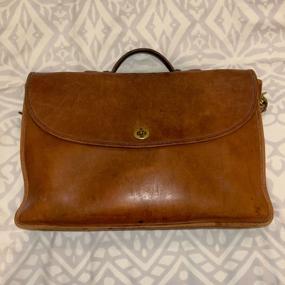 VTG Coach Brown Leather Briefcase